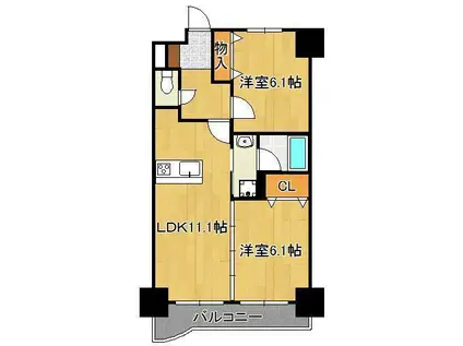 ニューシティアパートメンツ南小倉Ⅰ(2LDK/8階)の間取り写真