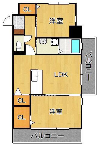 ジュピター(2LDK/8階)の間取り写真