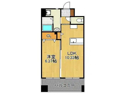 ジュピター(1LDK/9階)の間取り写真