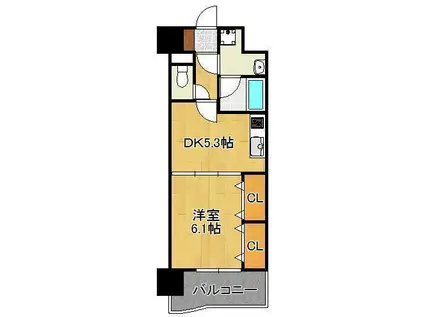 ニューシティアパートメンツ南小倉Ⅱ(1DK/10階)の間取り写真