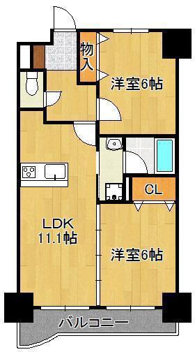 ニューシティアパートメンツ南小倉Ⅱ(2LDK/1階)の間取り写真