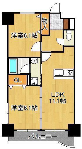 ニューシティアパートメンツ南小倉Ⅱ(2LDK/5階)の間取り写真