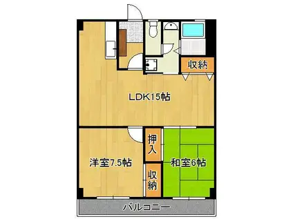 エーコービル(2LDK/4階)の間取り写真