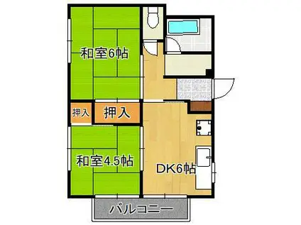 太陽マンション(2DK/2階)の間取り写真