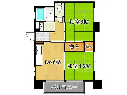 太陽マンション(2DK/2階)の間取り写真