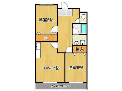 パークスクエアー松島(2DK/4階)の間取り写真