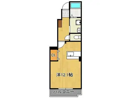 プリムローズA棟(ワンルーム/1階)の間取り写真