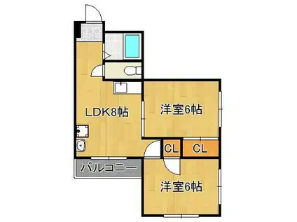 プリンセスメディアパークⅡ(2LDK/5階)の間取り写真