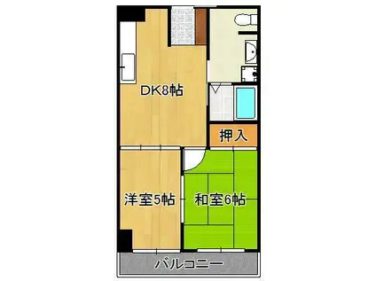 サンコーポ熊本(2DK/3階)の間取り写真