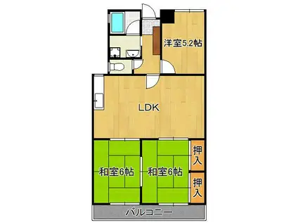 サンシティ三萩野(3LDK/4階)の間取り写真