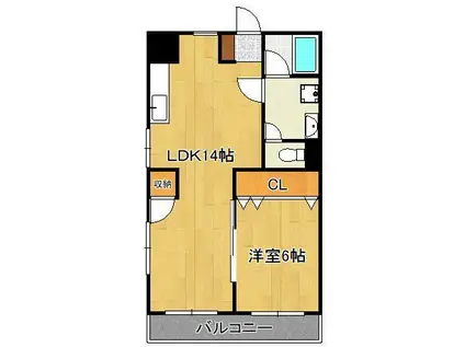 リファレンス三郎丸(1LDK/4階)の間取り写真