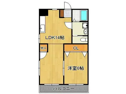 リファレンス三郎丸(1LDK/2階)の間取り写真