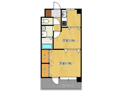 エスポワール(2K/3階)の間取り写真