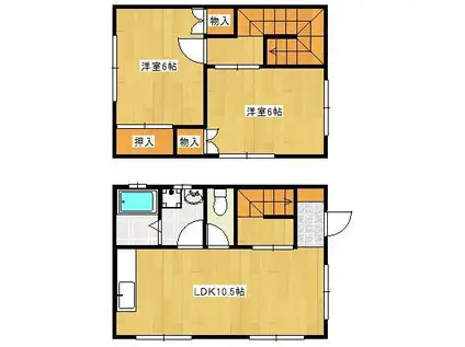 日豊本線 城野駅(ＪＲ) 徒歩20分 2階建 築23年(2LDK)の間取り写真