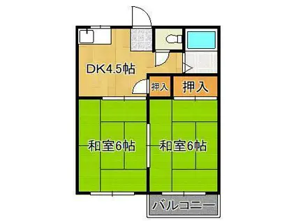 谷原ハイツ(2DK/2階)の間取り写真