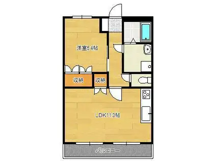 ボンヌール植田(1LDK/5階)の間取り写真