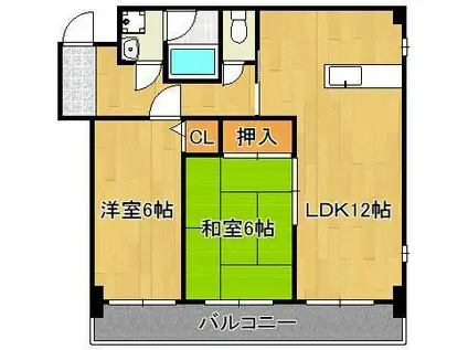 メゾンコガネ(2LDK/3階)の間取り写真