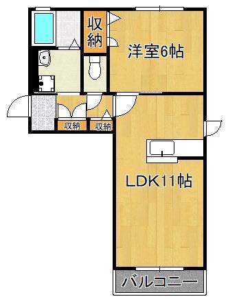 五ツ石の庄ⅡA棟(1LDK/2階)の間取り写真