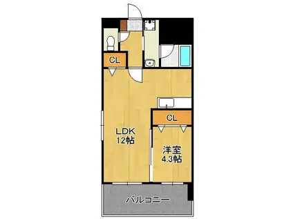 アヴァンセ片野グランデ(1LDK/13階)の間取り写真