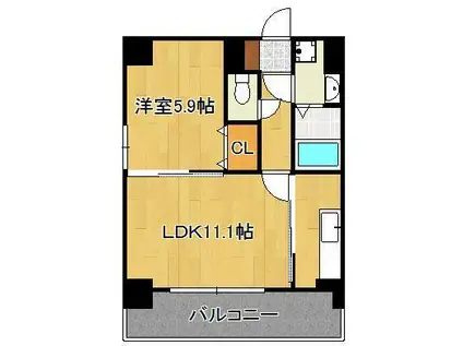 ノースステイツ片野(1LDK/4階)の間取り写真