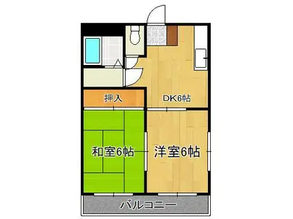 シャトレ神岳Ⅱ(2DK/2階)の間取り写真