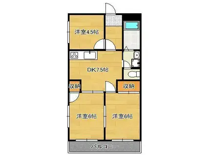 MUU.城野駅前(3DK/3階)の間取り写真