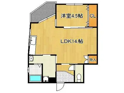 ヤマニビル(1LDK/3階)の間取り写真