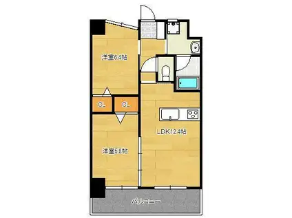 ウィングス三萩野(2LDK/12階)の間取り写真