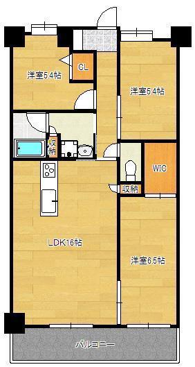 ウィングス三萩野(3LDK/14階)の間取り写真