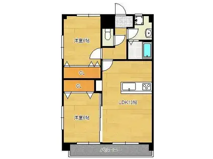 アクシオ足立(2LDK/2階)の間取り写真