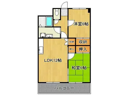 SOLANA足原(2LDK/5階)の間取り写真