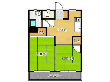 第一白石ビル(2DK/3階)の間取り写真