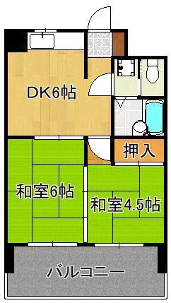 シティハイツ三郎丸(2DK/4階)の間取り写真