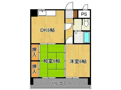 シティハイツ三郎丸(2DK/4階)の間取り写真