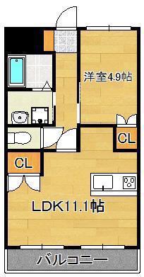 ルナキャット・ク-(1LDK/2階)の間取り写真