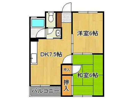 メイプル宇佐町(2DK/3階)の間取り写真