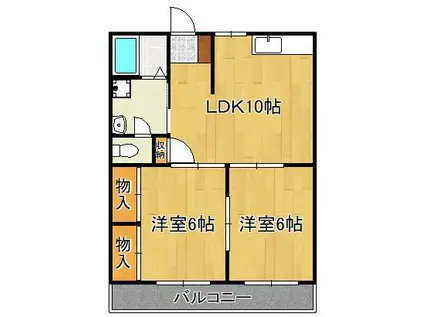 アーバンKNⅡ(2LDK/3階)の間取り写真