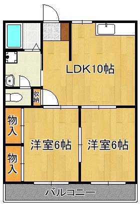 アーバンKNⅡ(2LDK/1階)の間取り写真