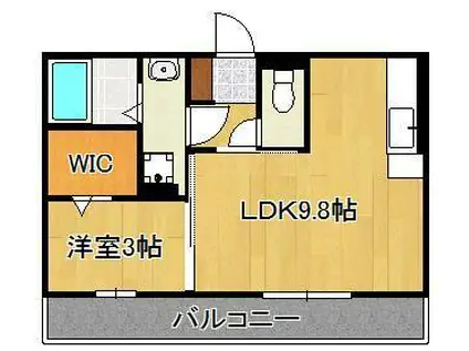 セジュール熊本(1LDK/2階)の間取り写真