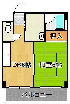 ボヌール片野(1DK/3階)の間取り写真
