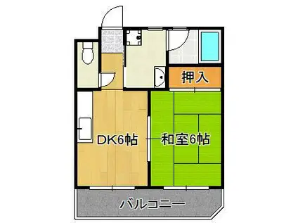 ボヌール片野(1DK/3階)の間取り写真