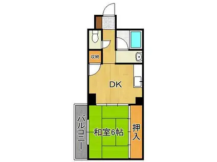 ボヌール片野(1DK/2階)の間取り写真