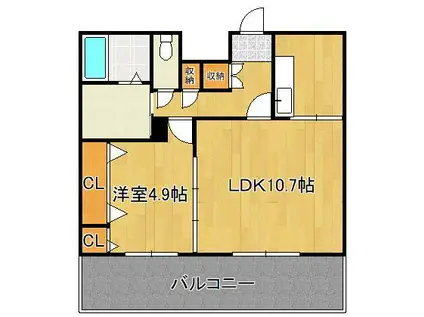 フェリシエ三萩野(1LDK/3階)の間取り写真