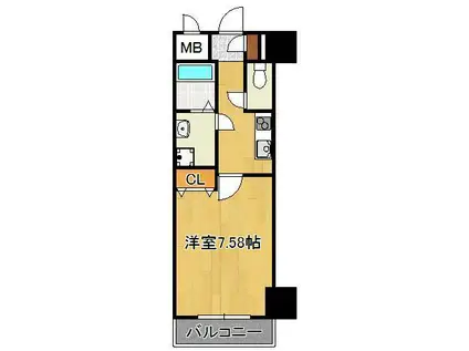 ベルガモット(1K/3階)の間取り写真