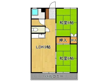 白銀マンション(2LDK/4階)の間取り写真