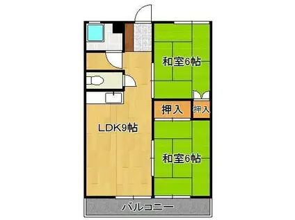 白銀マンション(2LDK/3階)の間取り写真