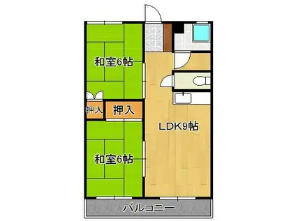 白銀マンション(2LDK/2階)の間取り写真