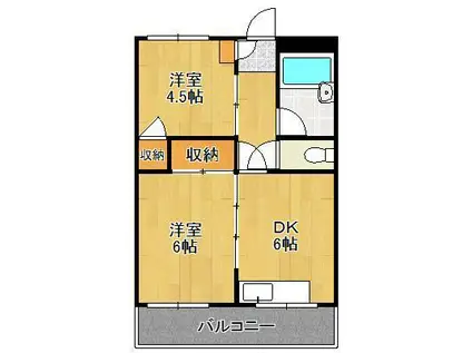 オアシス片野Ⅱ(2DK/2階)の間取り写真