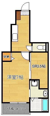 ラインハイム足立山D(1SK/1階)の間取り写真