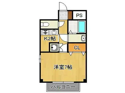 プリムローズ霧ヶ丘(1K/2階)の間取り写真